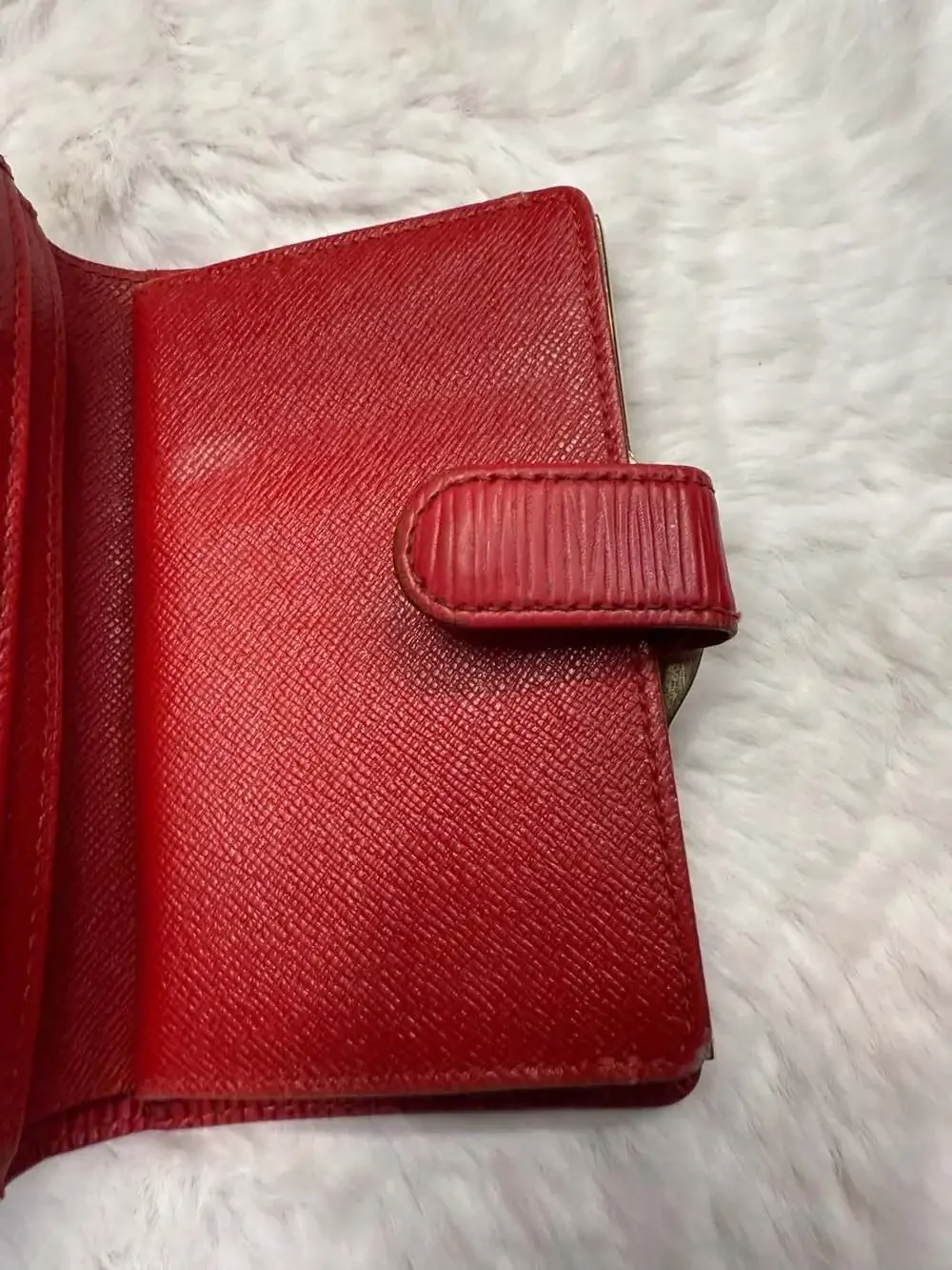 Louis Vuitton Castillan Red Epi Leather French Purse Wallet